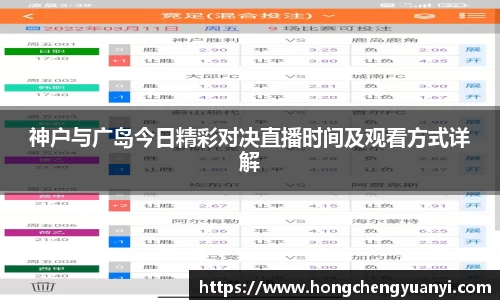神户与广岛今日精彩对决直播时间及观看方式详解
